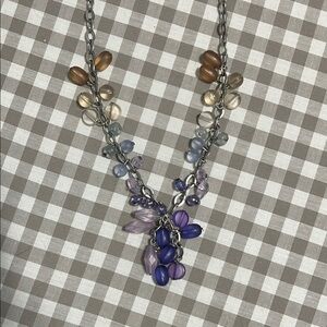 Coldwater Creek Beaded Purple Accent Multicolor Silver Necklace